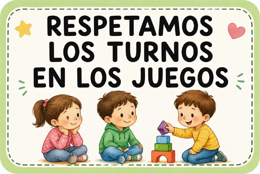 Tarjeta Respetamos los turnos en los juegos