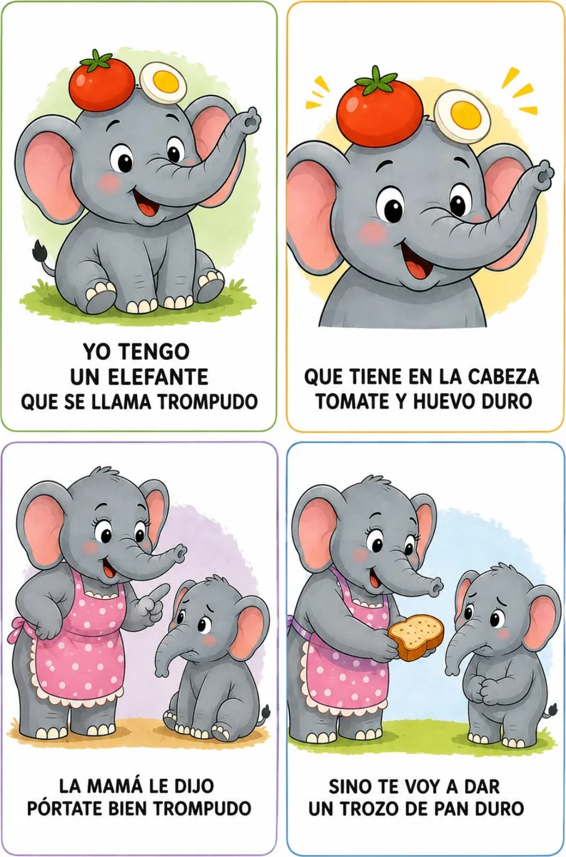 Canción del elefante trompudo: láminas
