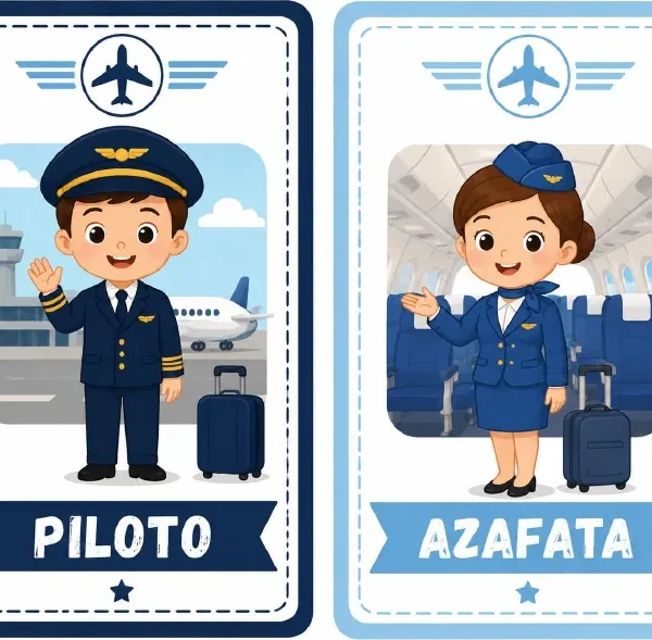 Tarjetas de piloto y azafata