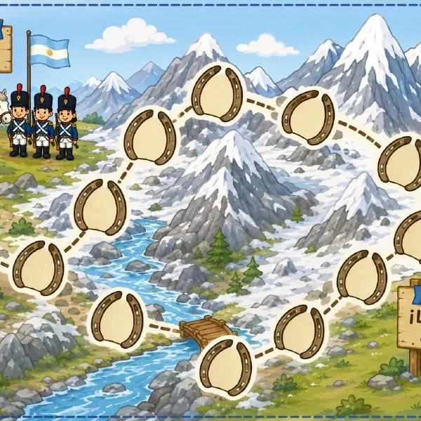 Tablero ilustrado del Cruce de los Andes