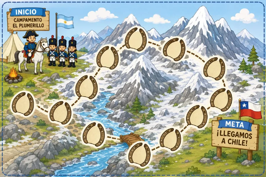 Tablero ilustrado del Cruce de los Andes