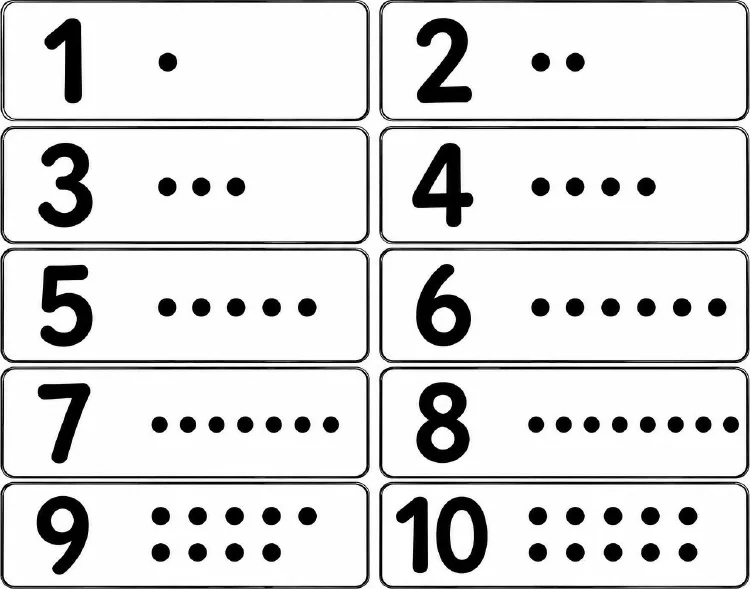 Números del 1 al 10: tarjetas y tableros