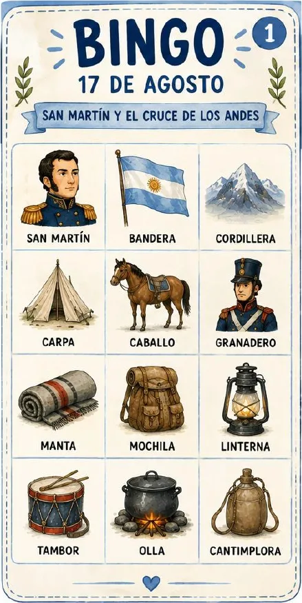 Cartón de bingo del 17 de agosto